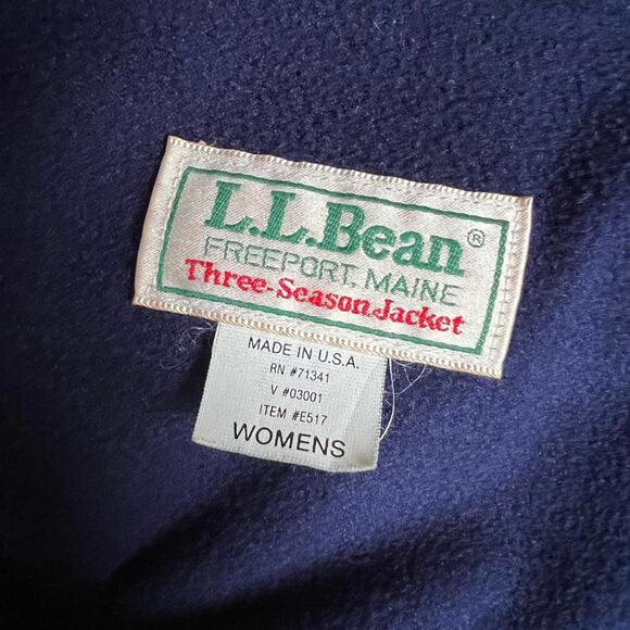 LL Bean Women’s Vintage 80s Teal Three Seasons Jacket With Navy Blue Fleece - Picture 8 of 8